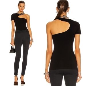 New Helmut Lang Seamless Jersey Cutout Black Tee NWT Size XS/S